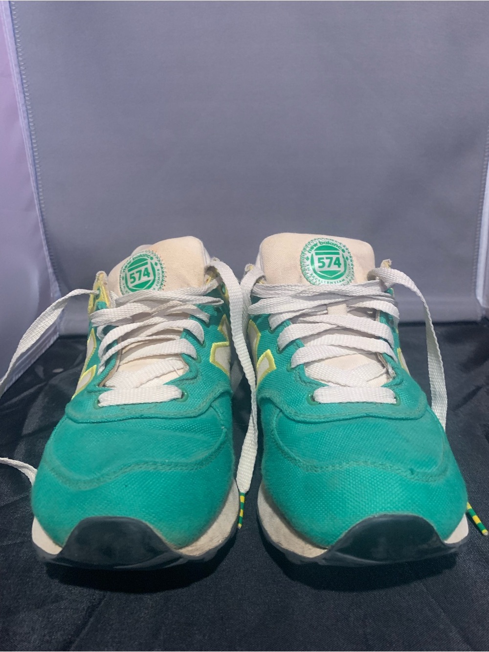 Women’s New Balance 574 Sneakers in Retro Mallard ( ‘Kelly’ ) Green and Yellow